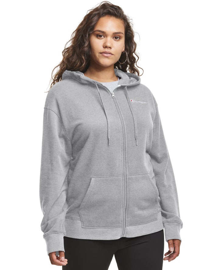 Champion Plus Campus French Terry Zip Embroidered Logo - Naisten Harmaat Huppari - Suomi 2480561-ZL